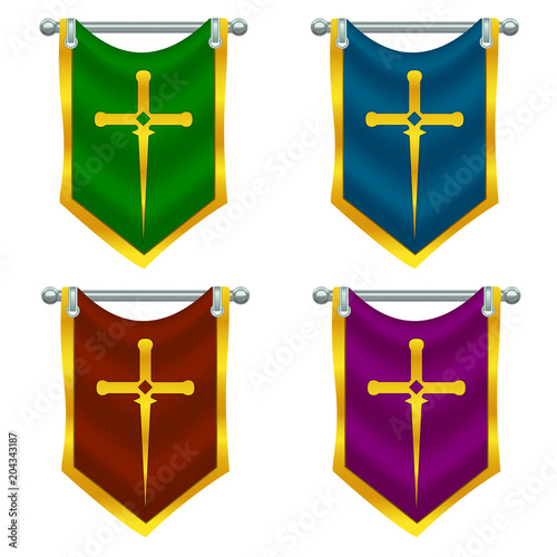 Set of Knight Flags with Sword