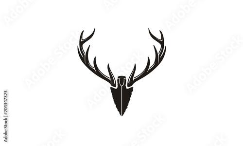 Spear Stag Deer Buck Antler Arrowhead for Hunting logo design inspiration 
