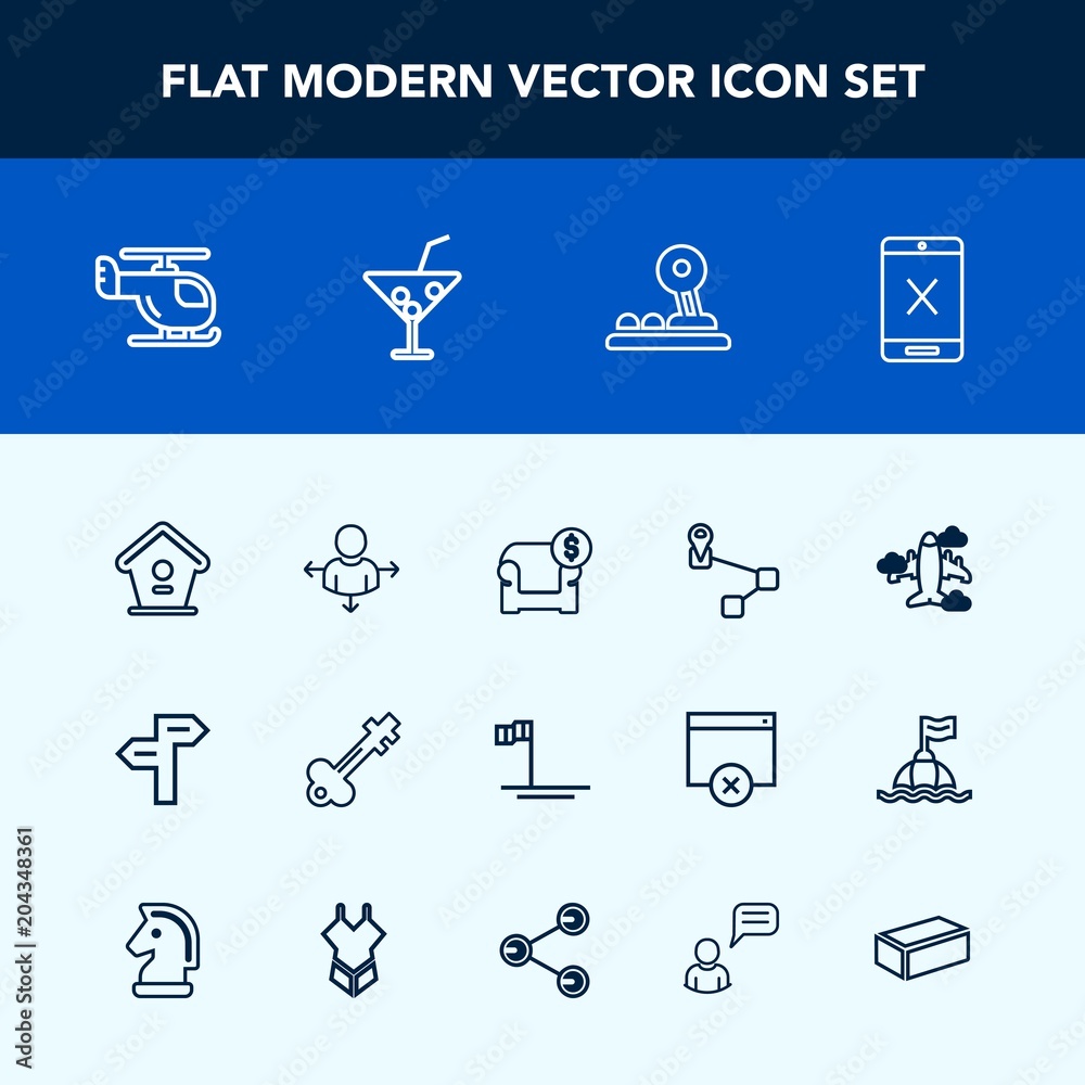 Modern, simple vector icon set with connection, subscription, coaxial, flight, door, home, web, road, transportation, wooden, way, plane, mexico, couch, place, arrow, ocean, navigation, old, air icons