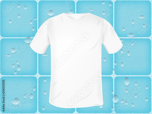vector blank template mens t-shirt in the background of a wet ceramic tiles. mocap for clothing design