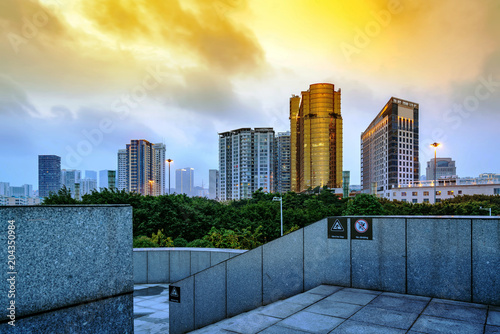 City tall buildings night view