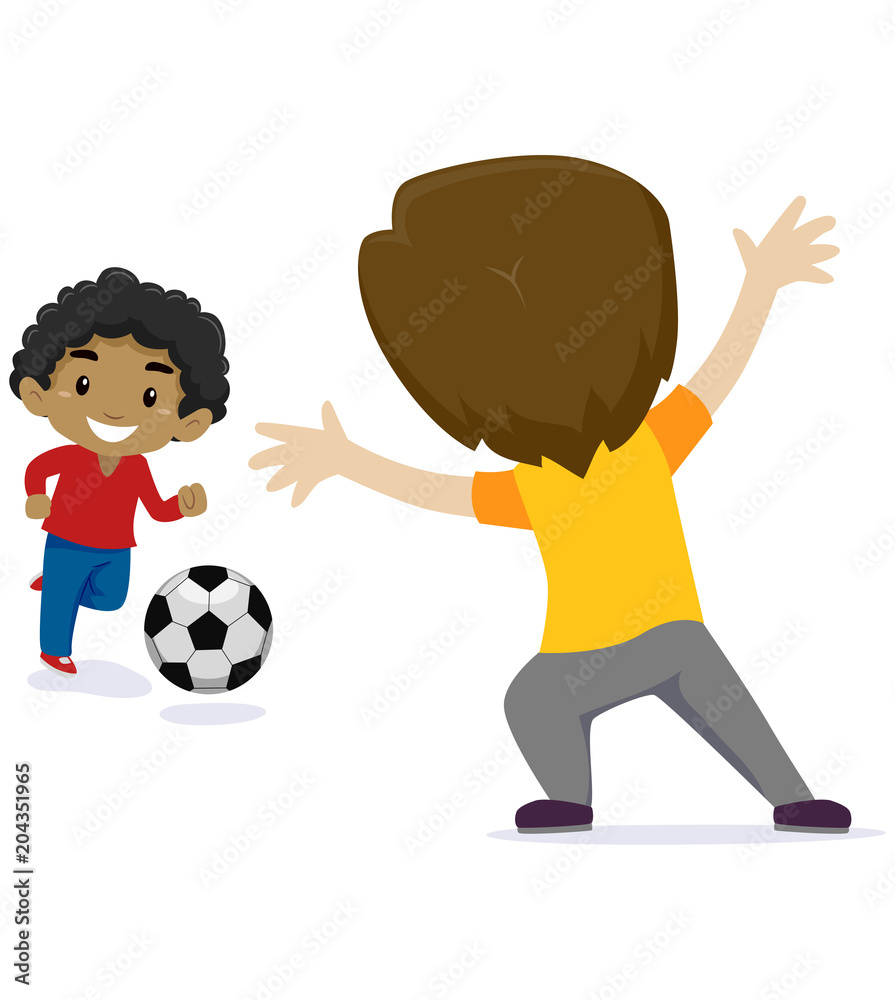 Illustration of Two Little Kids Boy playing Soccer Illustration of Two Little Kids Boy playing Soccer