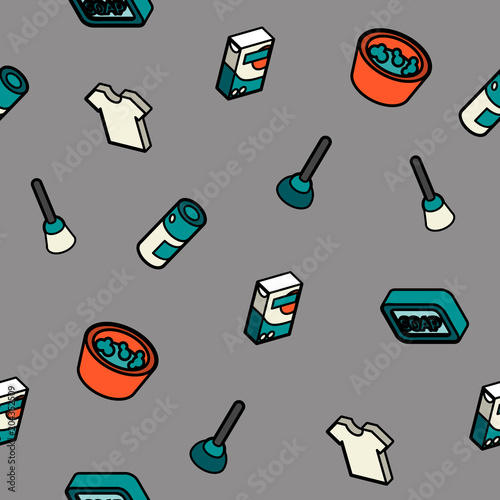 Cleaning color outline isometric pattern