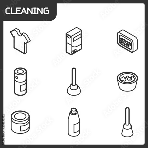 Cleaning outline isometric icons