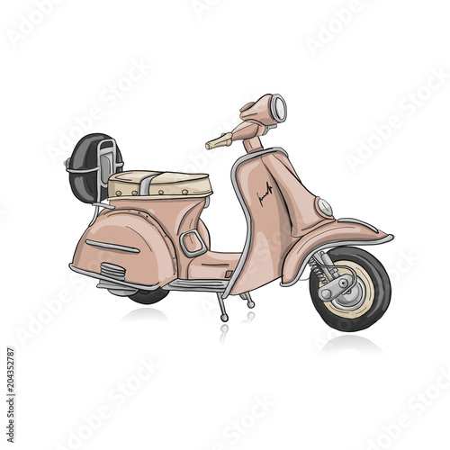 Vintage scooter, sketch for your design