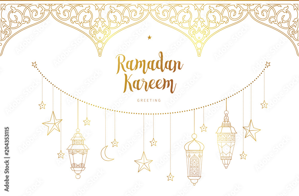 Obraz premium Vector card for Ramadan Kareem greeting.