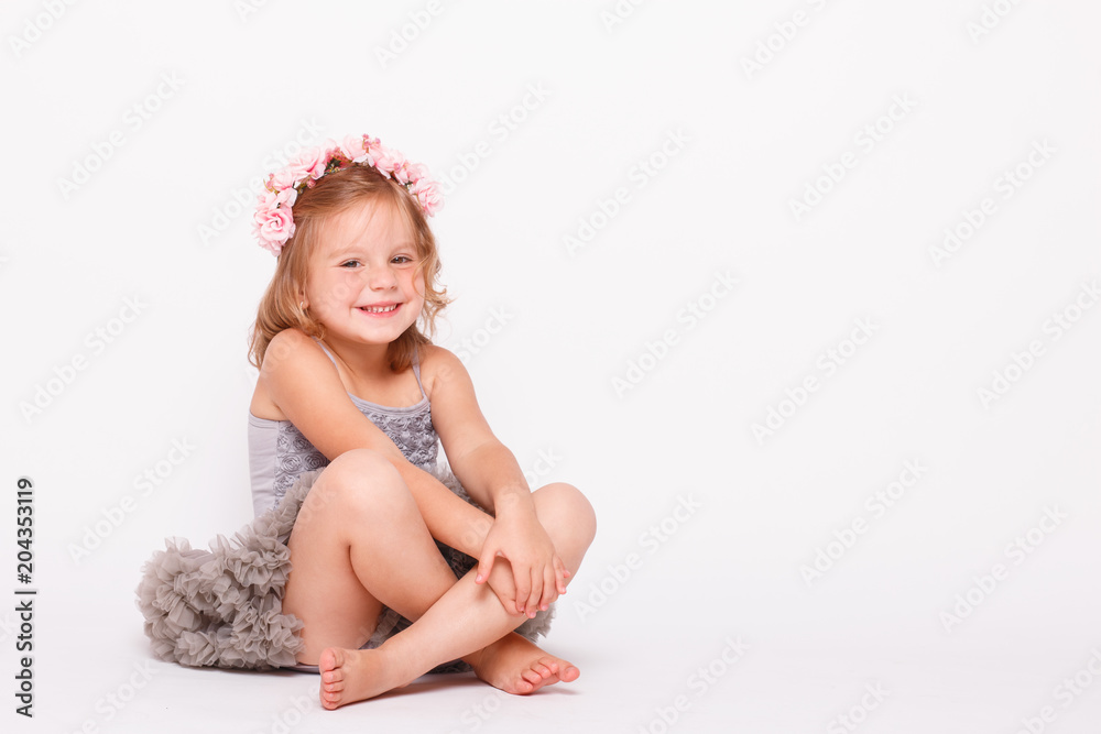 Kid three years old girl pointing the finger Kid three years old girl pointing the finger