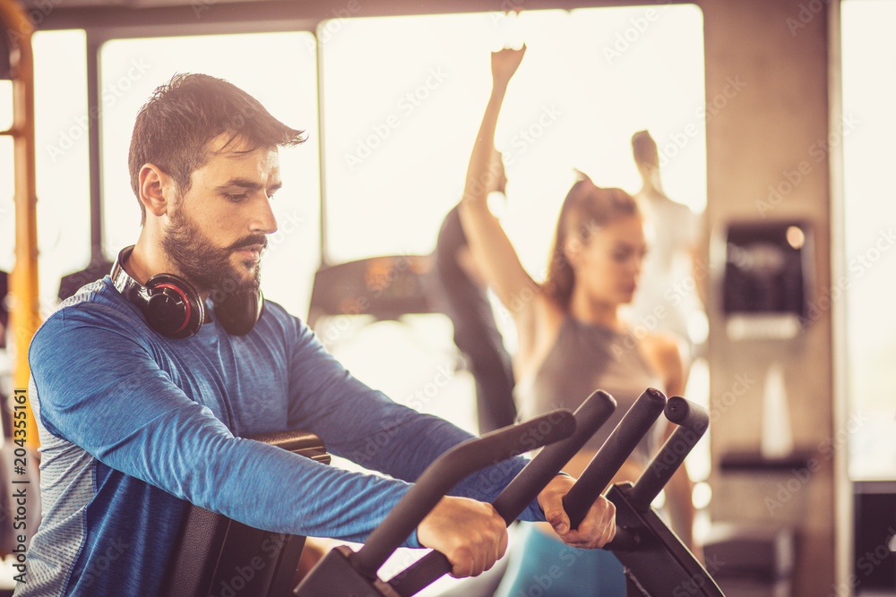 Fototapeta premium Exercise on bike.