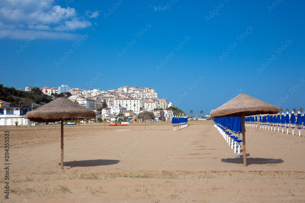 Rodi Garganico (Puglia, Italy) - View of the little picturesque village in south Italy from the beach Rodi Garganico (Puglia, Italy) - View of the little picturesque village in south Italy from the beach