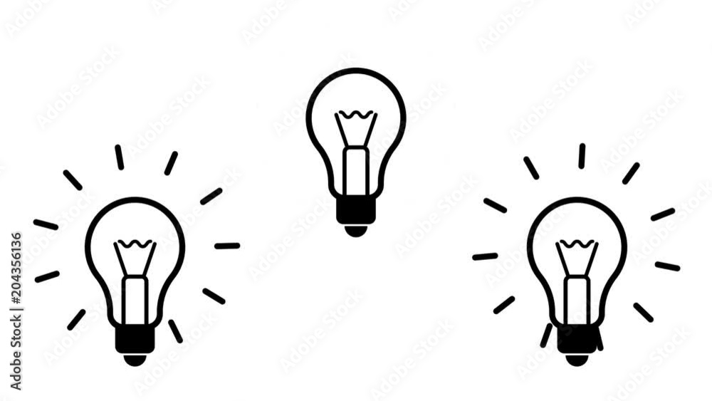 Light bulb sign ideas with burst. Animated icon with alpha channel.