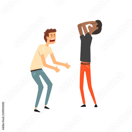 Two angry men arguing with each other, hard conversation vector Illustration on a white background