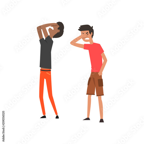 Two angry men arguing with each other vector Illustration on a white background