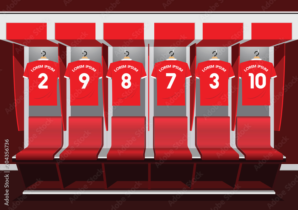 Fototapeta premium Soccer dressing rooms team football red sport