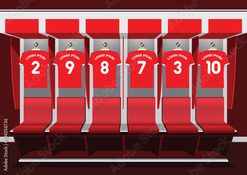 Soccer dressing rooms team football red sport