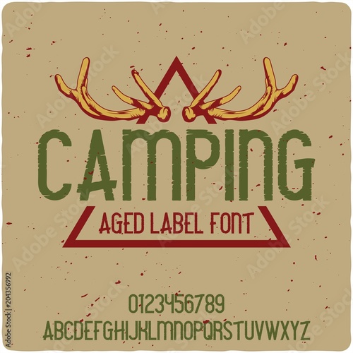 Original label typeface named  Camping . Good handcrafted font for any label design.