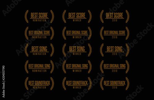 Movie award best original song score soundrack nomination winner vector logo icon set photo