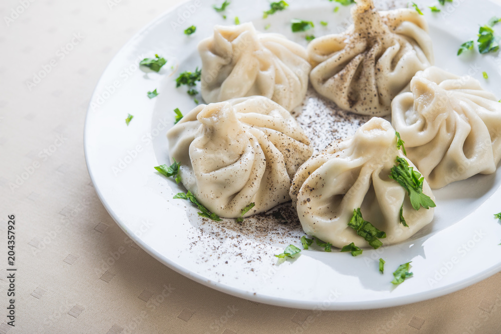Tasty georgian dumplings khinkali Tasty georgian dumplings khinkali