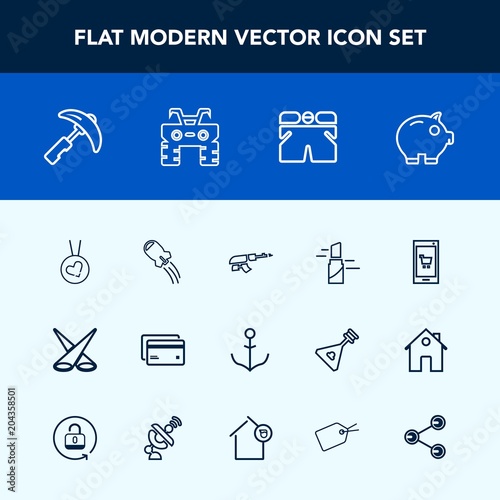 Modern, simple vector icon set with card, love, light, template, spaceship, craft, finance, banking, money, bank, necklace, fashion, ship, phone, debit, online, equipment, machine, makeup, cash icons