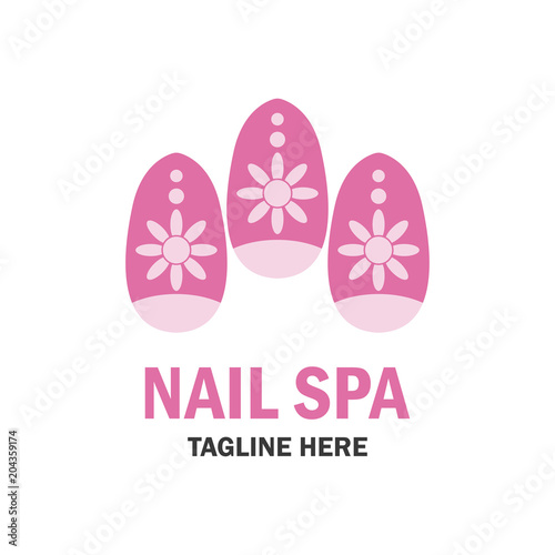 nail salon manicure pedicure logo with text space for your slogan / tagline, vector illustration