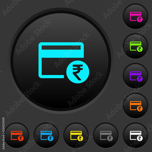 Rupee credit card dark push buttons with color icons