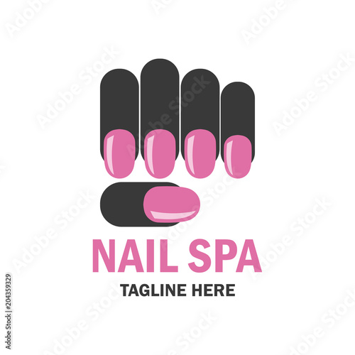nail salon manicure pedicure logo with text space for your slogan / tagline, vector illustration