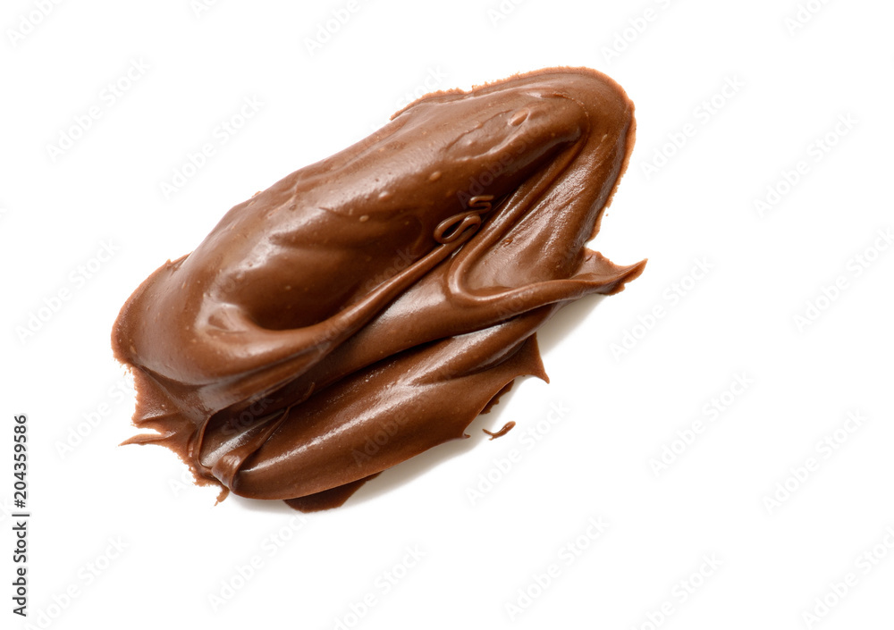 Obraz premium Cream chocolate spreading isolated over white backround. Food background for your design