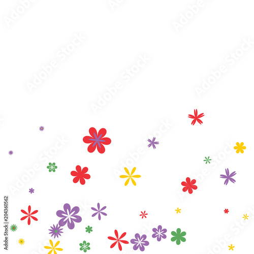 Feminine Floral Pattern with Simple Small Flowers for Greeting Card or Poster. Naive Daisy Flowers in Primitive Style. Vector Background for Spring or Summer Design. © OLENA