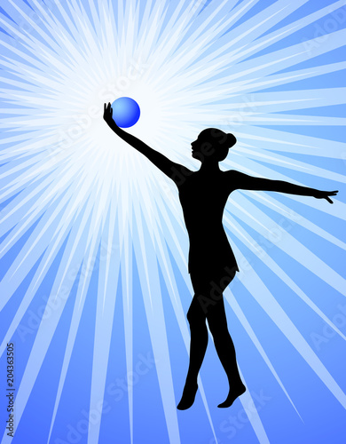 rhythmic gymnast silhouette on the abstract background - vector