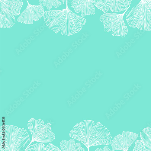 Ginkgo biloba leaves, vector illustration left side border in pastel colors for background