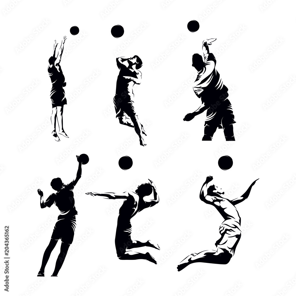 Volleyball Sport Silhouette Set Volleyball Sport Silhouette Set