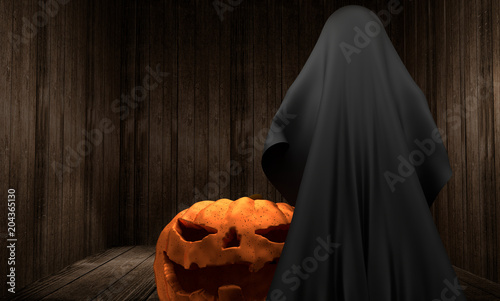 halloween pumpkin wooden ro...