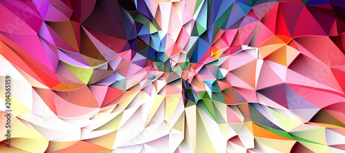Colorful low poly triangular shapes geometric background with vibrant color tone.