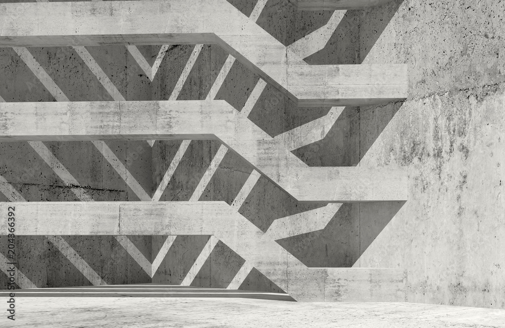 Fototapeta premium Concrete interior with girders, 3d render