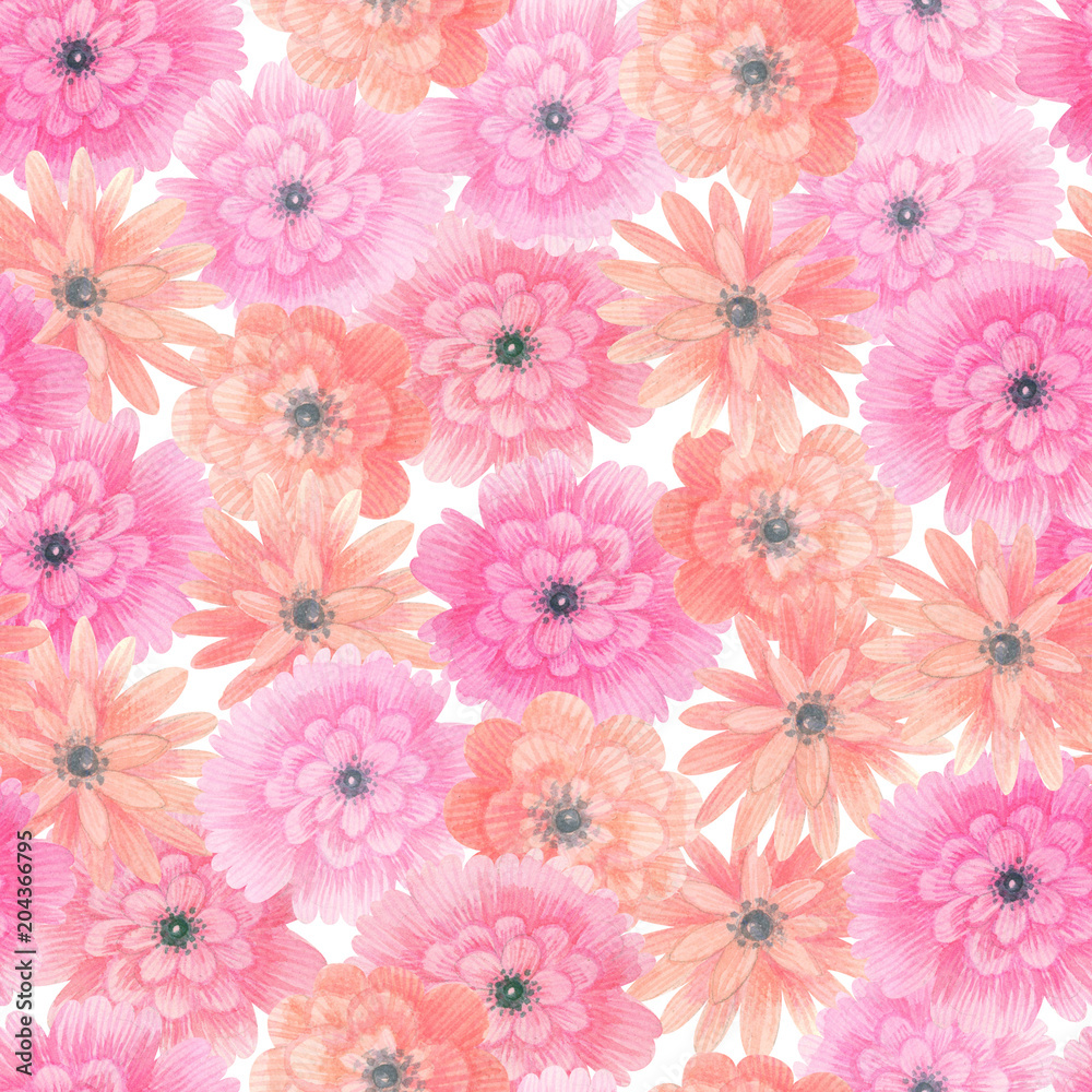 Watercolor meadow flowers seamless pattern Watercolor meadow flowers seamless pattern