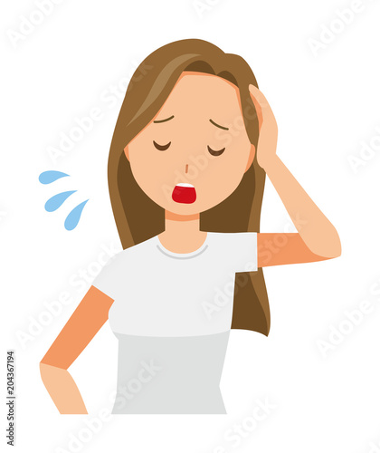 A long hair young woman is tired
