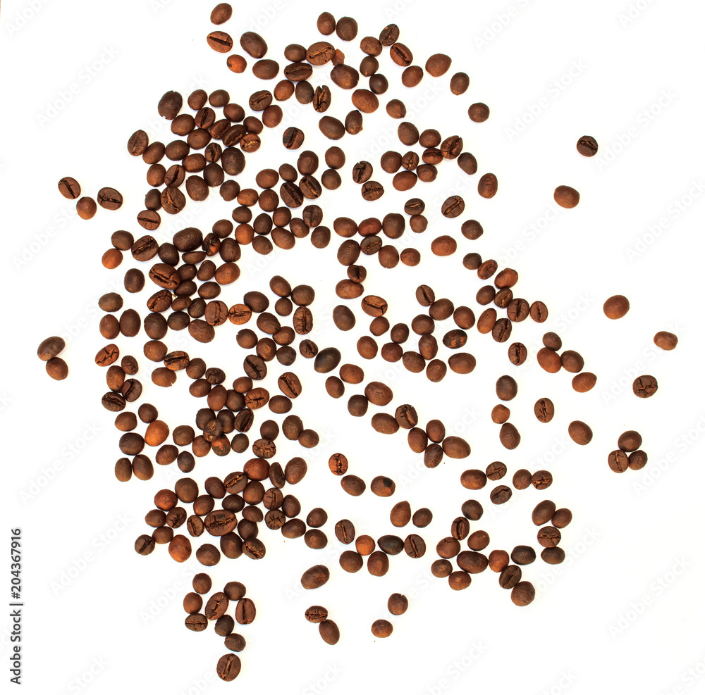 Coffee beans isolated on white background close up Coffee beans isolated on white background close up