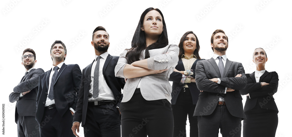 happy successful business team isolated on white background