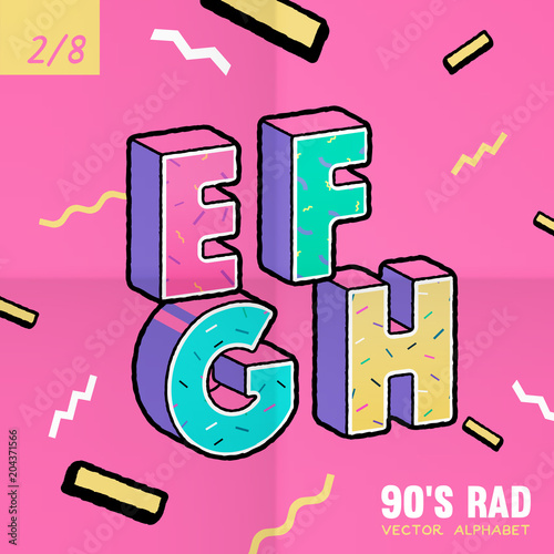 The 90's Rad. 90's style vector alphabet.