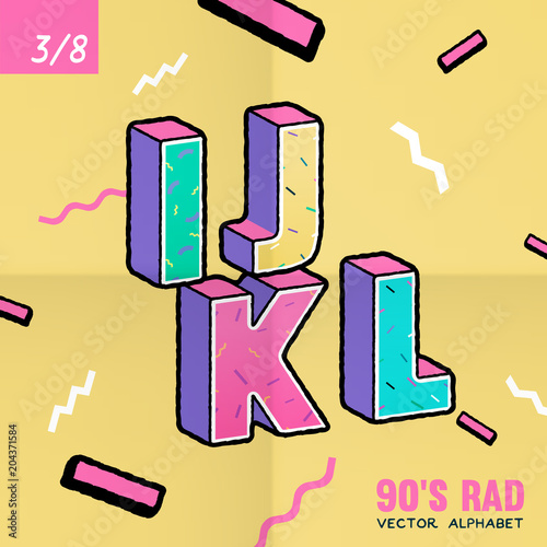 The 90's Rad. 90's style vector alphabet.
