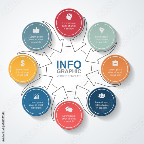 Vector infographic template for diagram, graph, presentation, chart, business concept with 8 options.