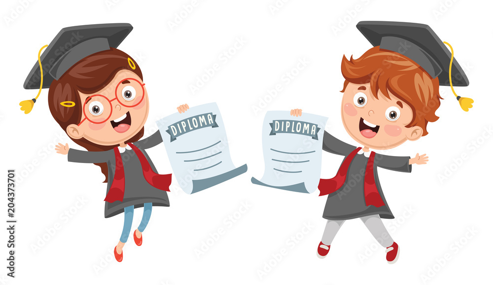 Vector Illustration Of Student Showing Diploma