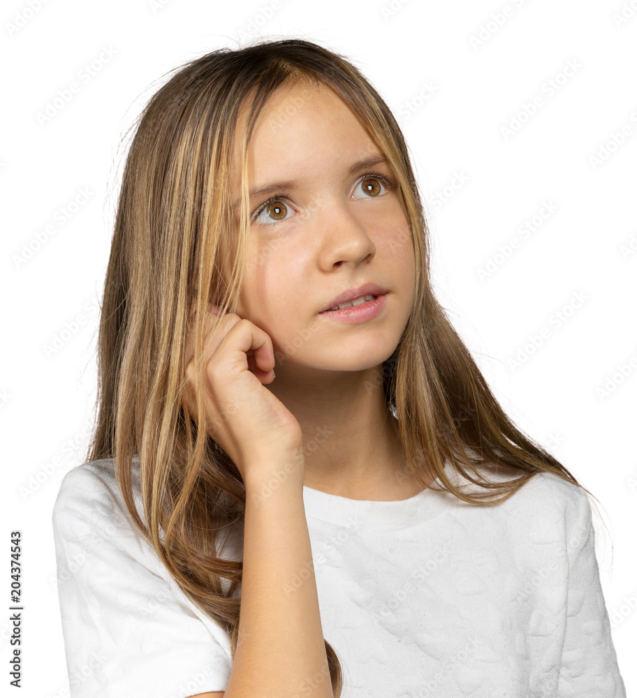 Portrait of a emotional beautiful little girl. Isolated on white background. Portrait of a emotional beautiful little girl. Isolated on white background.