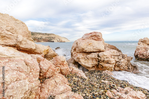 View of a rocky coast in the morning