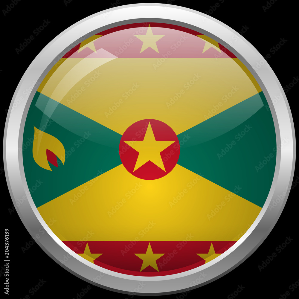 Grenada flag glass button vector illustration Grenada flag glass button vector illustration