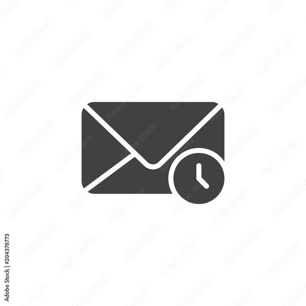 Envelope and clock vector icon. filled flat sign for mobile concept and web design. Express mail simple solid icon. Symbol, logo illustration. Pixel perfect vector graphics Envelope and clock vector icon. filled flat sign for mobile concept and web design. Express mail simple solid icon. Symbol, logo illustration. Pixel perfect vector graphics
