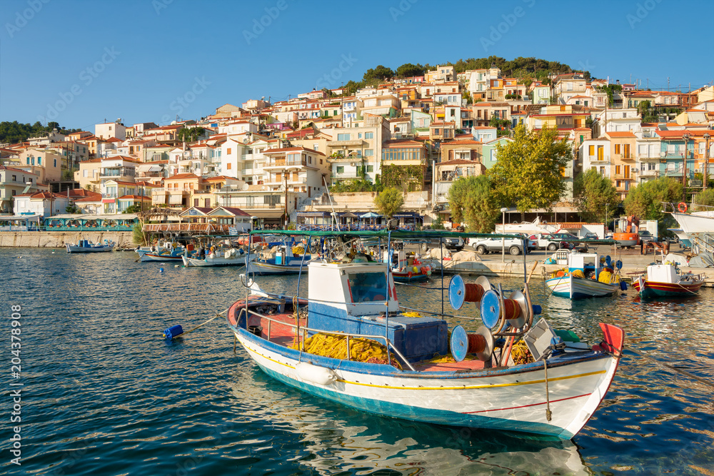 Port with fishing boats, Plomari, Lesvos, Greece