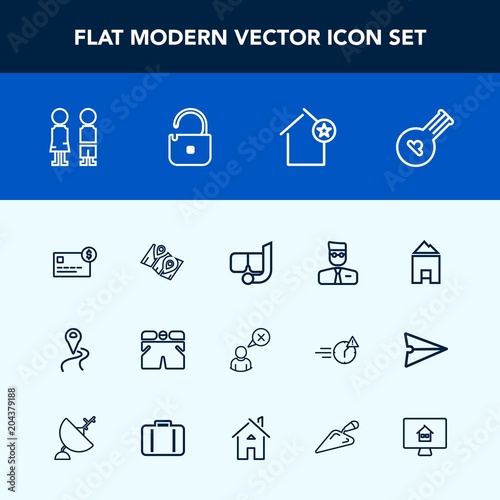 Modern, simple vector icon set with snorkel, profile, mask, web, summer, user, instrument, travel, location, fashion, internet, money, string, security, navigation, protection, route, favorite icons