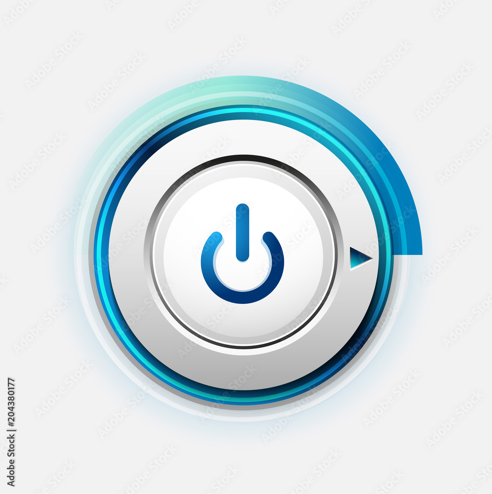 Power button technology logo, digital art techno concept, on off icon Power button technology logo, digital art techno concept, on off icon