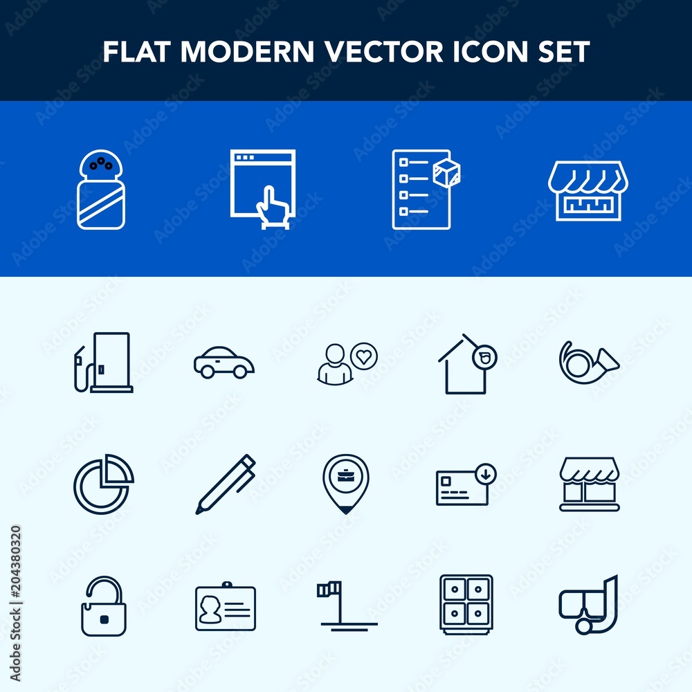 Modern, simple vector icon set with spice, food, vehicle, transport, home, trumpet, ingredient, presentation, gasoline, education, chart, petrol, house, location, oil, car, profile, jazz, taxi icons Modern, simple vector icon set with spice, food, vehicle, transport, home, trumpet, ingredient, presentation, gasoline, education, chart, petrol, house, location, oil, car, profile, jazz, taxi icons
