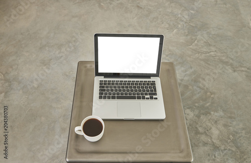 isolated screen laptop and coffee